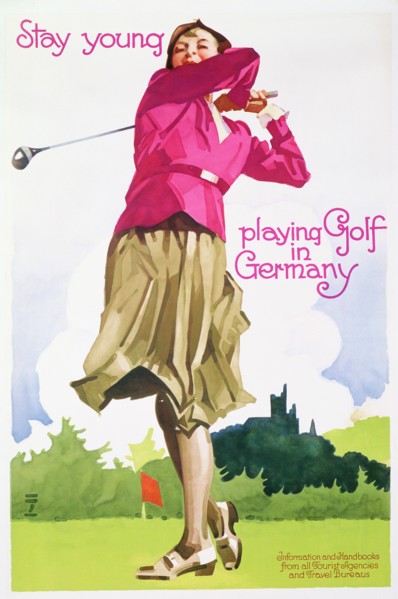 Stay young, playing golf in Germany, railway poster, c1930. Artist: Unknown