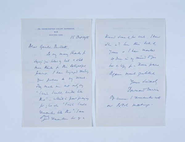 Handwritten letter by Bernard Darwin (1876-1961), London, 1955. Artist: Bernard Darwin