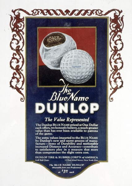 Advertisement for Dunlop Blue Maxfli golf ball, 1923. Artist: Unknown
