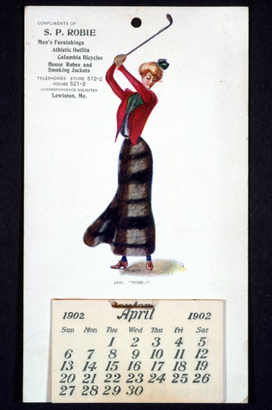 Calendar with golfing theme, American, 1902. Artist: Unknown