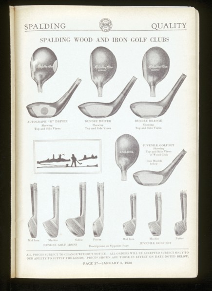 Page from a golf equipment catalogue, 1928. Artist: Unknown