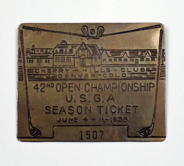 Metal season ticket to the US Open Golf Championship, 1938. Artist: Unknown