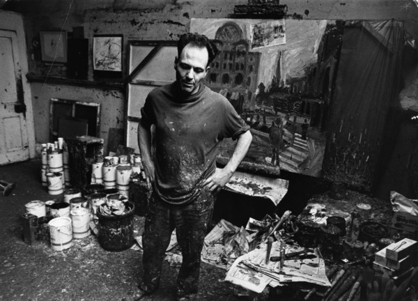 The artist Frank Auerbach (1931- ) in his studio. Artist: Unknown