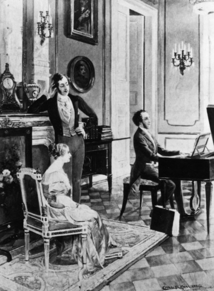 Felix Mendelssohn (1809-1847), performing for Queen Victoria and Prince Albert at Buckingham Palace. Artist: Unknown