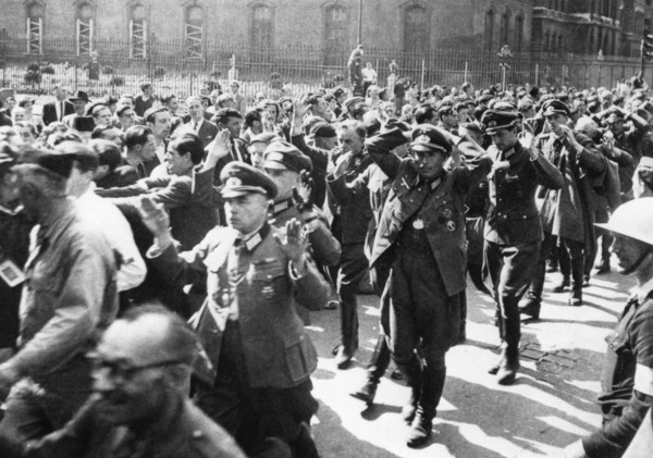 German officers surrendering, Rue de Rivoli, Paris, August 1944. Artist: Pierre Mandé