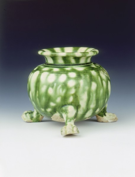 Green lead glazed tripod jar, High Tang period, China, 684-756. Artist: Unknown