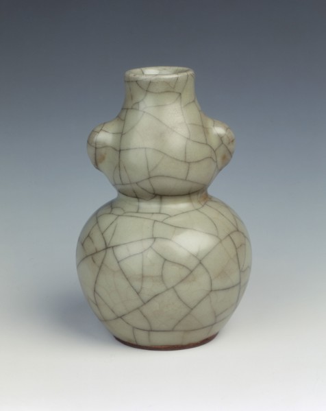 Guan-type celadon miniature double gourd vase, Yuan dynasty, China, 14th century. Artist: Unknown