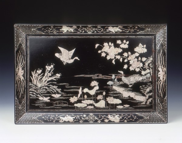 Black lacquer tray with mother-of-pearl, Ming dynasty, China, 2nd half of 16th century. Artist: Unknown