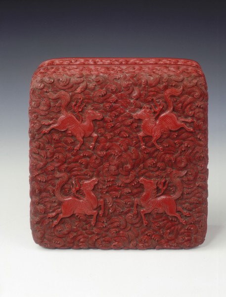 Carved red lacquer covered box, Qing dynasty, China, mid-late 18th century. Artist: Unknown