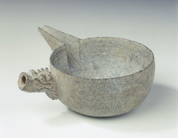 Steatite pouring bowl with dragon head handle, Tang dynasty, China, c618-c906. Artist: Unknown