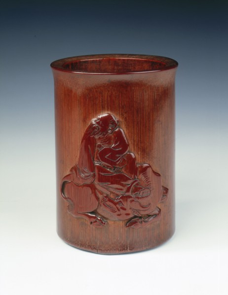 Bamboo brushpot with Laozi on a buffalo, China, late 17th century. Creator: Wu Zhifan.
