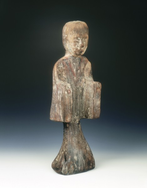 Camphor wood standing female figure, China, c206 BC-c8 AD. Artist: Unknown