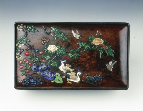 Inlaid zitan wood covered box, China, 2nd half of the 16th century. Artist: Unknown