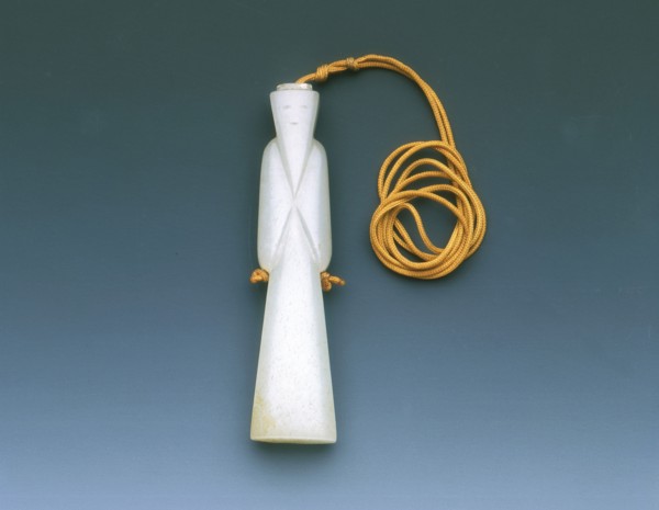 Jade bearded old man pendant, Western Han dynasty, China, 206 BC-8. Artist: Unknown