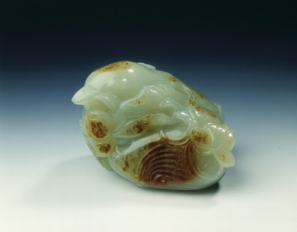 Jade mandarin ducks with lotus, Qing dynasty, China, probably 18th century. Artist: Unknown