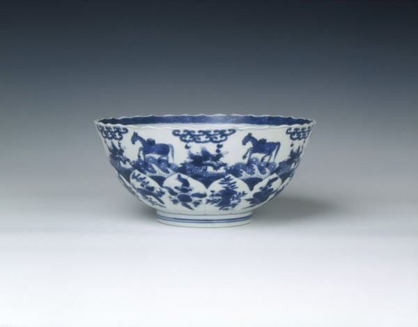 Bowl with horses carrying books, Qing dynasty, Kangxi period, China, 1662-1722. Artist: Unknown