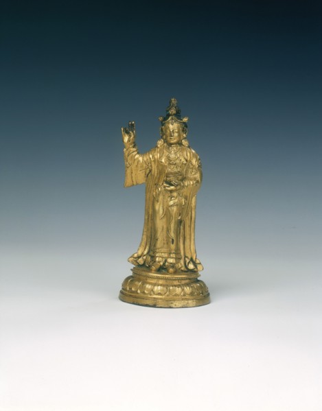 Gilt brass Guanyin, late Ming dynasty, China, 1550-1644. Artist: Unknown