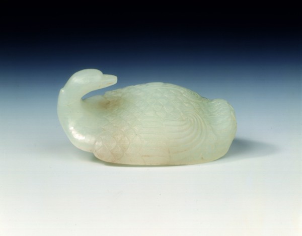 White jade goose garment hook, Qing dynasty, China, 18th century. Artist: Unknown