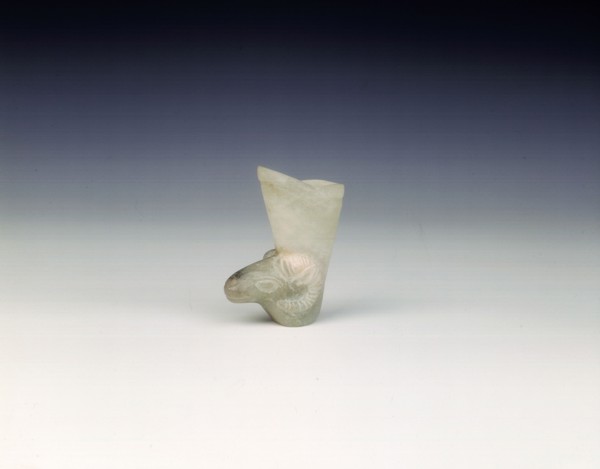 Jade miniature ibex's head rhyton, Northern Song dynasty, China, probably 11th century. Artist: Unknown