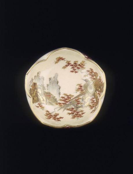 One of a pair of Satsuma 5-lobed petal shaped bowls, Meiji period, Japan, 1890. Artist: Unknown