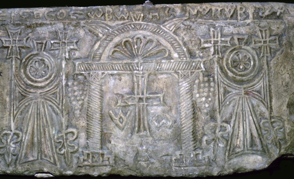 Early Coptic funeral slab with Greek script, 3rd-4th century. Artist: Unknown