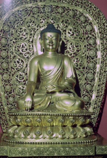 Gilt-bronze figure of Shakyamuni from China, Ming dynasty, early 15th century. Artist: Unknown