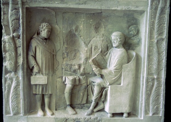 Roman relief of a schoolroom scene. Artist: Unknown