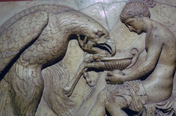 Roman relief of Ganymede being born off by Zeus. Artist: Unknown