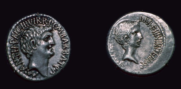 Late republican denarii with Mark Antony and Augustus Caesar, 1st century BC. Artist: Unknown