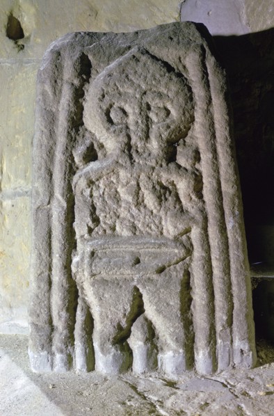 Fragment of an Anglo-Scandinavian cross-shaft showing a warrior, c.10th century. Artist: Unknown