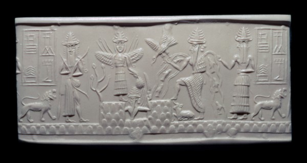 Greenstone seal of Adda, Akkadian, about 2300-2200 BC, from Mesopotamia. Artist: Unknown