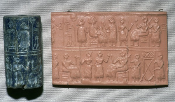 Lapis lazuli cylinder seal, from Ur, southern Iraq, c2600 BC. Artist: Unknown