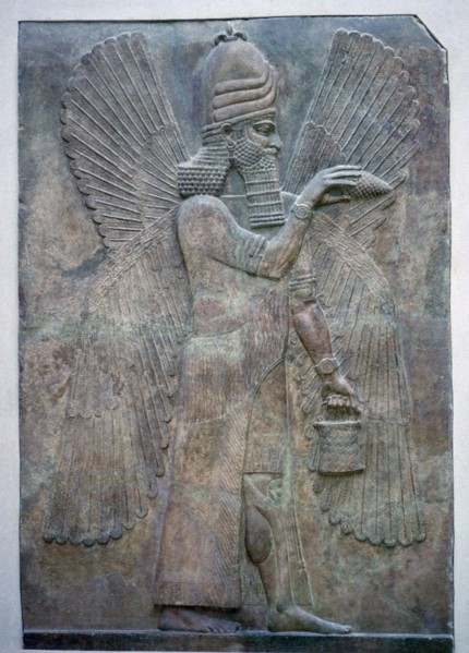 Assyrian relief of a genie protector, from the palace of Sargon II at Khorsabad. Artist: Unknown