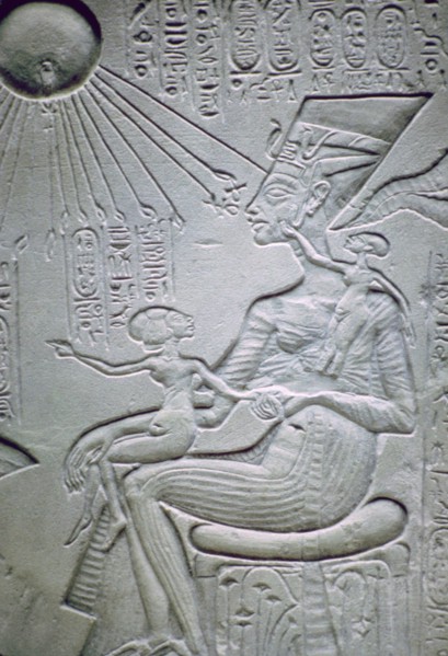 Nefertiti and two of her daughters. Artist: Unknown