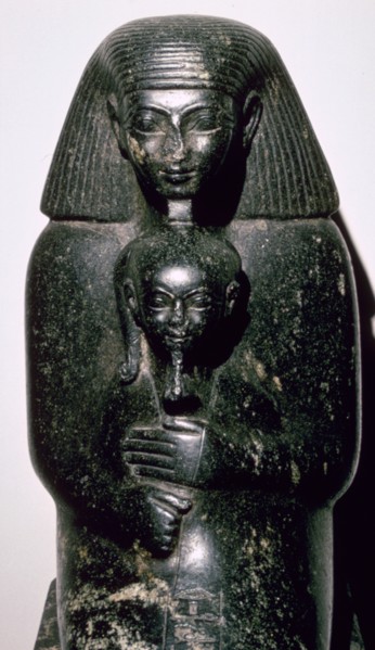 Egyptian statuette of Sehenmut and his ward the Princess Neferure, c.14th century BC. Artist: Unknown