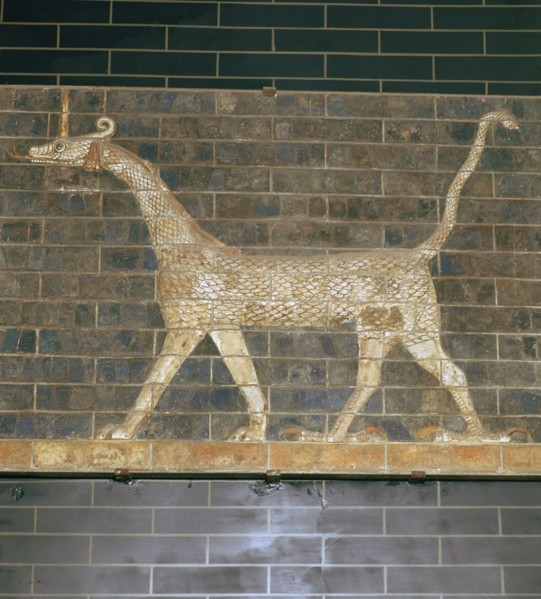 Glazed brick relief of a mushrushu on the Ishtar Gate, 7th century BC Artist: Unknown