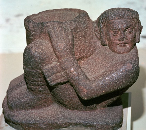 Mayan vessel in the shape of the rain-god Chac Mool. Artist: Unknown