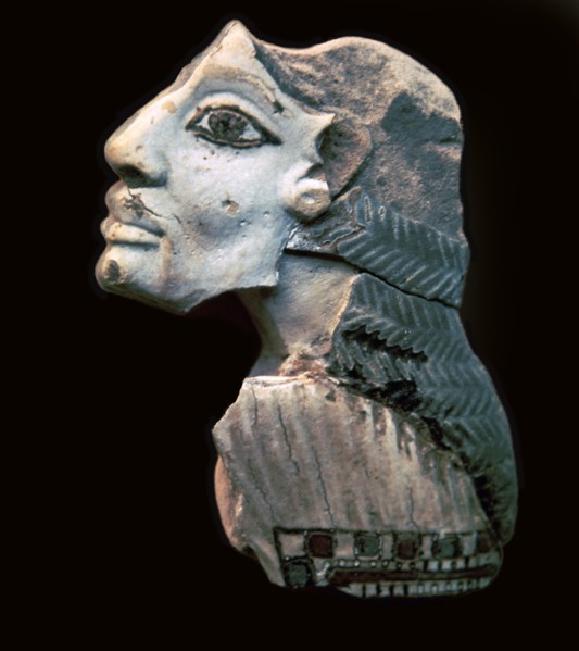 Egyptian glazed relief of a Lybian captive. Artist: Unknown