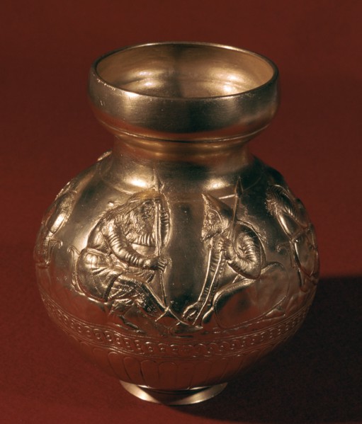 Electrum Graeco-Scythian vase showing Scythian activities, 4th century BC. Artist: Unknown