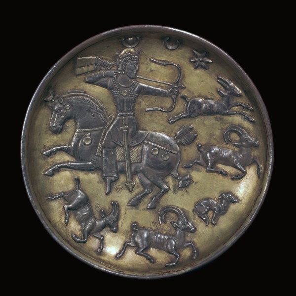 Sassanian dish showing King Ardashir III hunting. Artist: Unknown