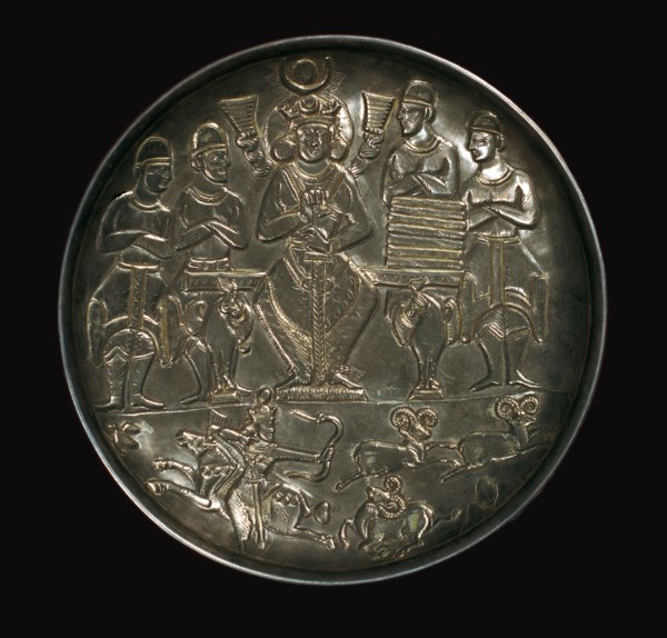 Sassanian dish showing King Khosrau I Anushirvan amongst dignitaries, 6th century. Artist: Unknown