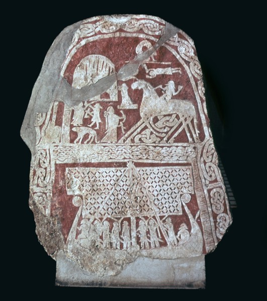 Viking stele showing Odin's horse Sleipnir. Artist: Unknown