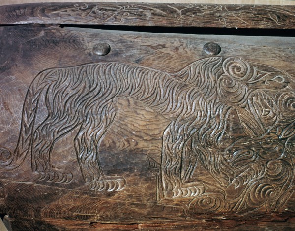 Detail of a tiger on a Scythian sarcophagus. Artist: Unknown