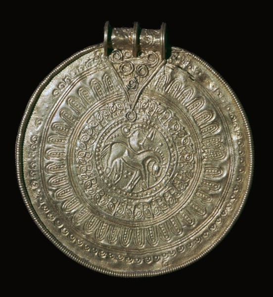 Gold bracteate from a fifth century Norwegian hoard, 6th century. Artist: Unknown
