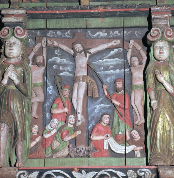 Crucifixion scene from an altar-piece, 17th century. Artist: Unknown