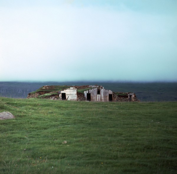 Old Viking-style Icelandic turf farm. Artist: Unknown