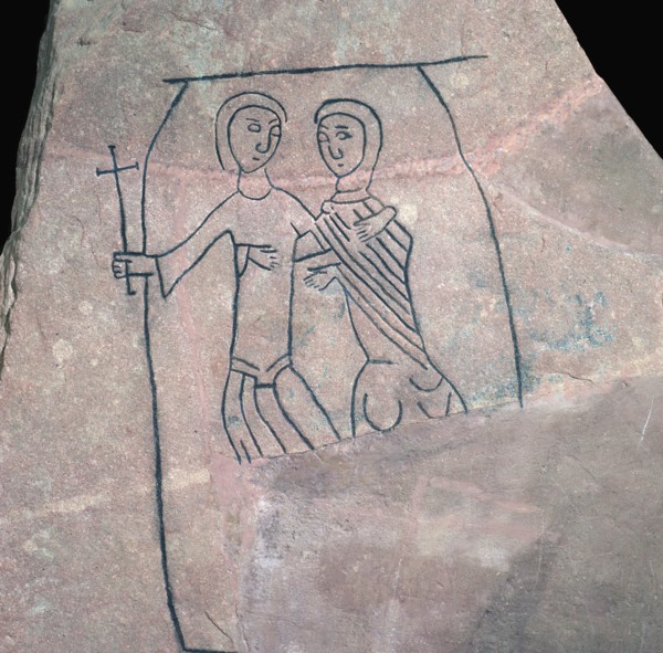 Carved stone with Christian motif. Artist: Unknown
