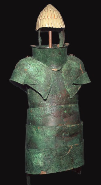 Set of Mycenaean armour with cuirrass and helm, c.16th century BC. Artist: Unknown
