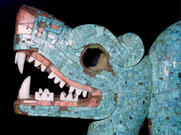 Detail of a turquoise mosaic of a double-headed serpent, Aztec/Mixtec, Mexico, 15th-16th century. Artist: Unknown