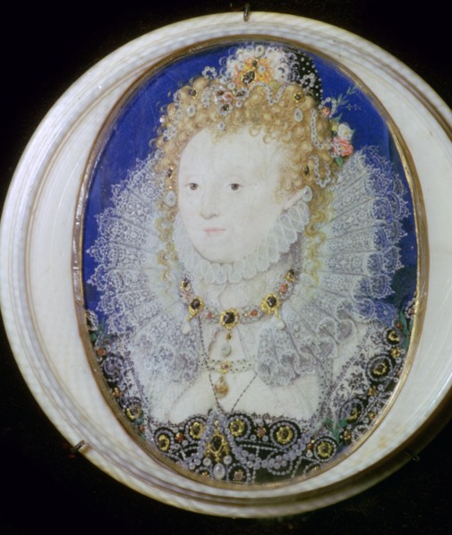 Contemporary miniature portrait of Elizabeth I of England. Artist: Nicholas Hilliard
